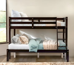 Brown Twin Size Full Size Bunk Bed