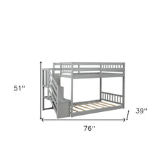 Gray Twin Over Twin Staircase Bunk Bed