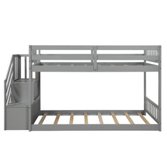 Gray Twin Over Twin Staircase Bunk Bed