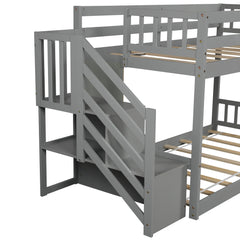 Gray Twin Over Twin Staircase Bunk Bed