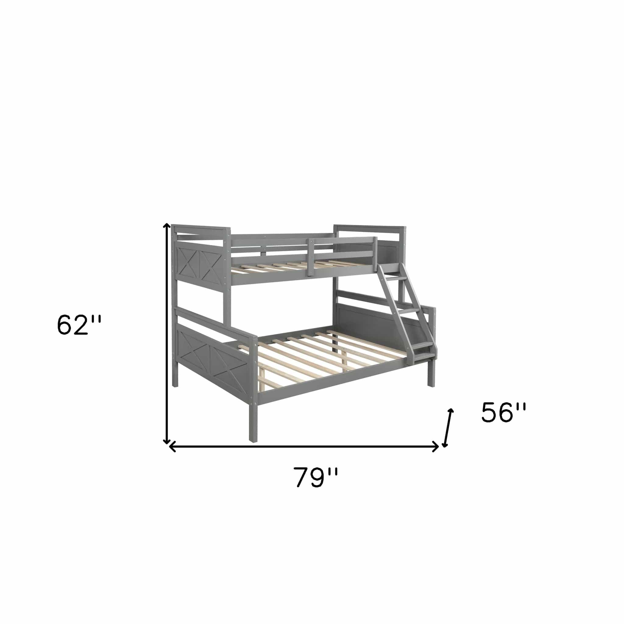 Gray Twin Over Full Size Bunk Bed - Homeroots