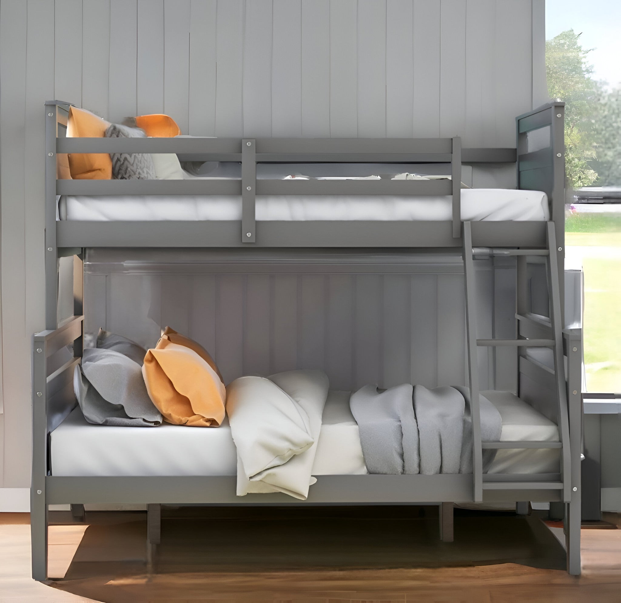 Gray Twin Over Full Size Bunk Bed