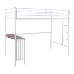 White Twin Over Full Size Metal Bunk Bed with Desk