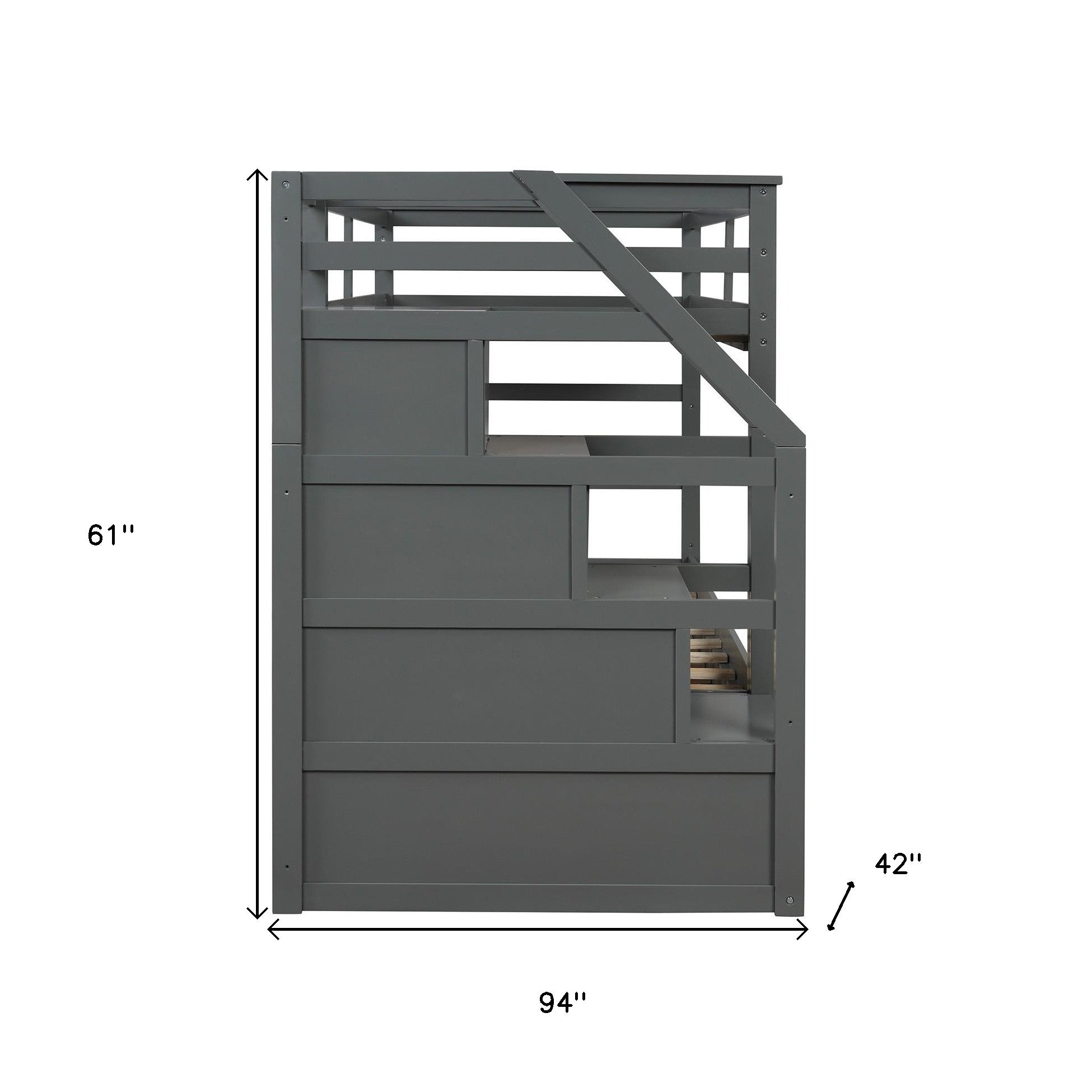 Gray Twin Over Twin Bunk Bed with Trundle