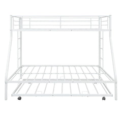 White Twin Over Full Size Bunk Bed with Trundle