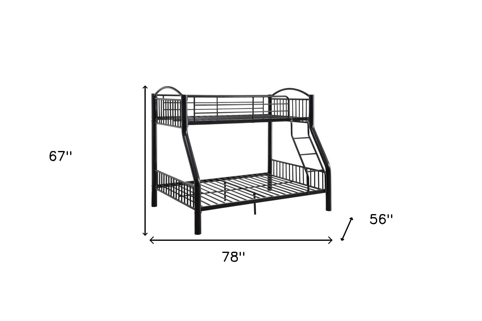 Black Traditional Twin Over Full Bunk Bed - Homeroots