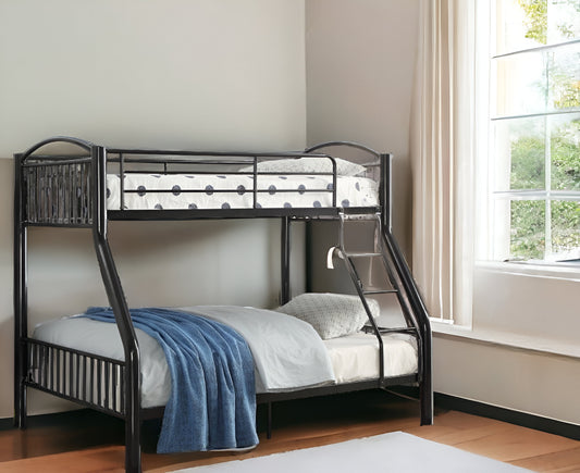 Black Traditional Twin Over Full Bunk Bed