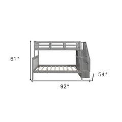 Gray Twin Over Full Contemporary Bunk Bed With Stairs And Shelves