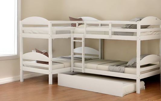 White Twin Contemporary Manufactured Wood and Solid Wood Bunk Bed