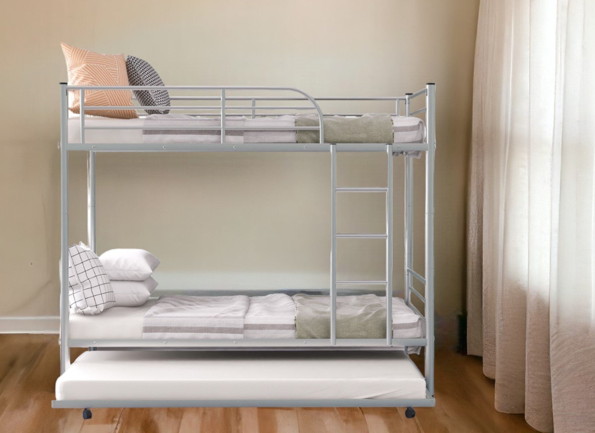 Silver Twin over Twin Traditional Steel Bunk Bed