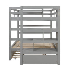 Gray Full Over Full Contemporary Bunk Bed With Stairs - Homeroots