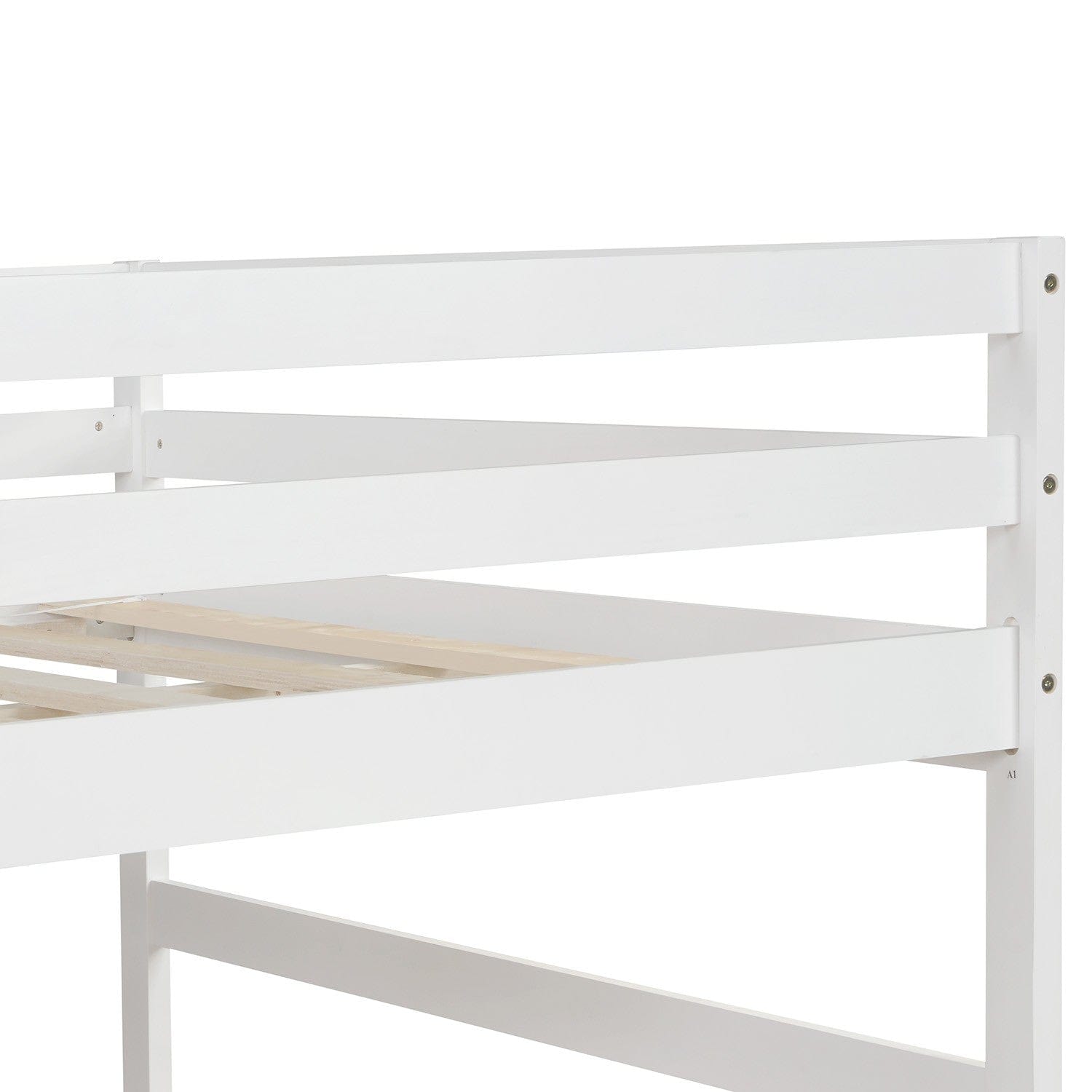 White Full Over Full Contemporary Bunk Bed With Stairs