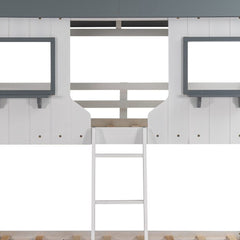 White Twin Over Twin Contemporary Bunk Bed