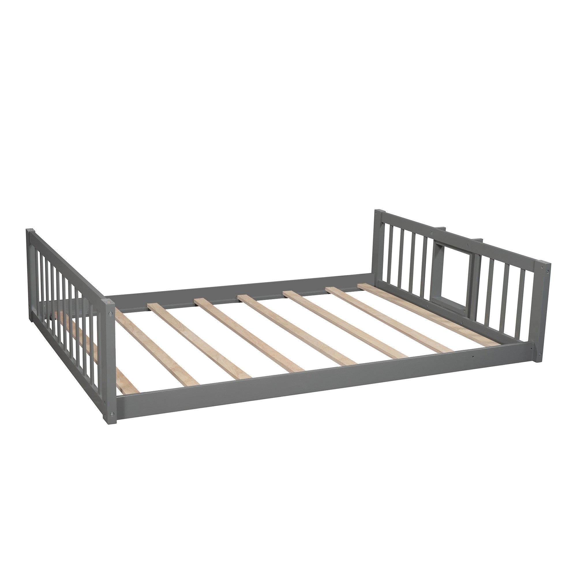 Gray Full Over Full Over Full Contemporary Bunk Bed With Slide