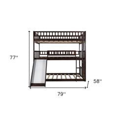 Espresso Full Over Full Over Full Contemporary Bunk Bed With Slide