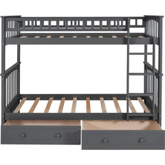 Twin over Twin Bunk Bed Drawers Convertible Beds Gray