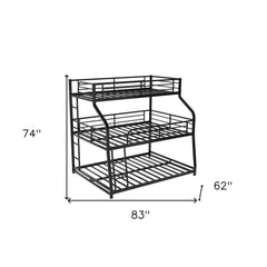 Black Twin XL over Full XL over Queen Size Bunk Bed