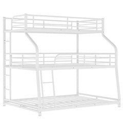 White Twin XL over Full XL over Queen Size Bunk Bed