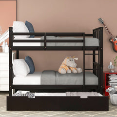 Brown Double Full Size Over Twin Trundle Bunk Bed - Homeroots