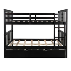 Brown Double Full Size Over Twin Trundle Bunk Bed - Homeroots