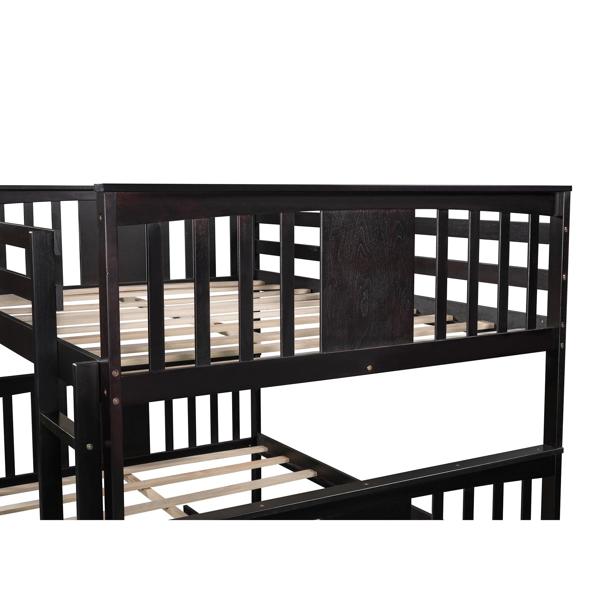 Brown Double Full Size Over Twin Trundle Bunk Bed - Homeroots