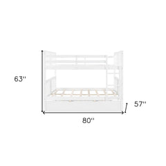 White Double Full Size Over Twin Trundle Bunk Bed