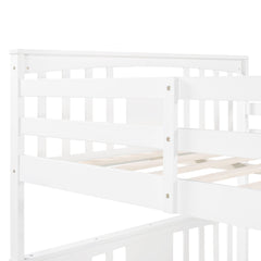 Modern White Full Over Full Bunk Bed with Two Drawers