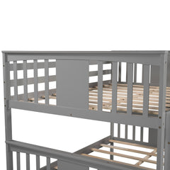 Modern Gray Full Over Full Bunk Bed with Two Drawers