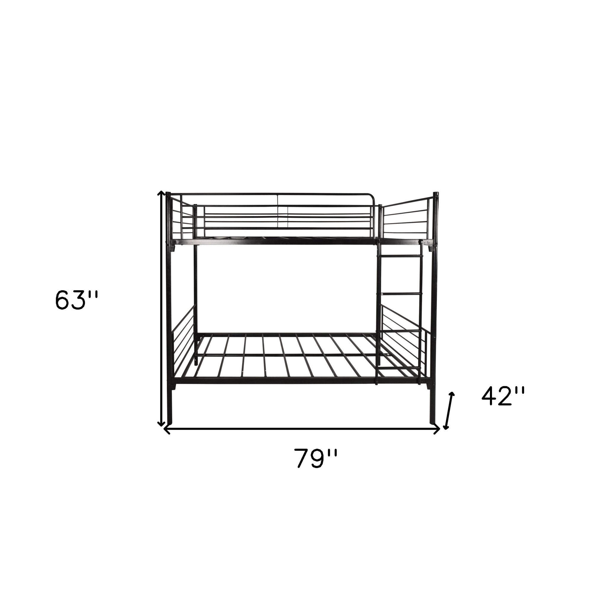 Black Heavy Duty Twin Over Twin Metal Bunk Bed with Ladder