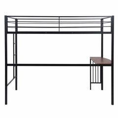 Black Metal Twin Size Loft Bed with Desk - Homeroots