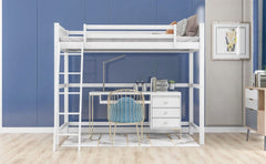 White Twin Size High Loft Bed