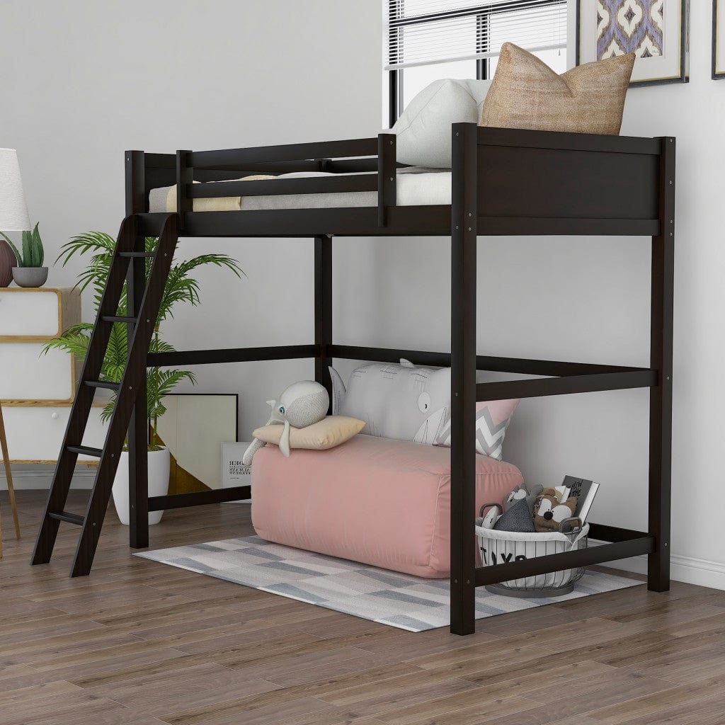 Brown Twin Size Hight Loft Bed - Homeroots