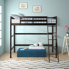 Brown Twin Size Hight Loft Bed - Homeroots