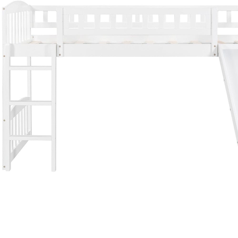 White Twin Traditional Manufactured Wood and Solid Wood Bunk Bed