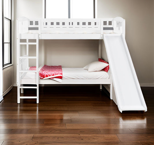 White Twin Traditional Manufactured Wood and Solid Wood Bunk Bed