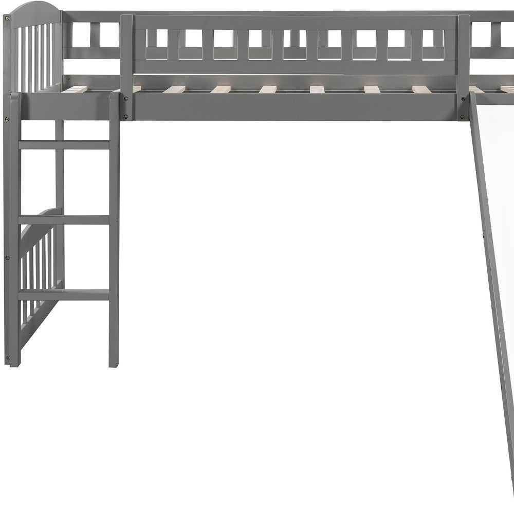 Gray Twin Traditional Manufactured Wood and Solid Wood Bunk Bed