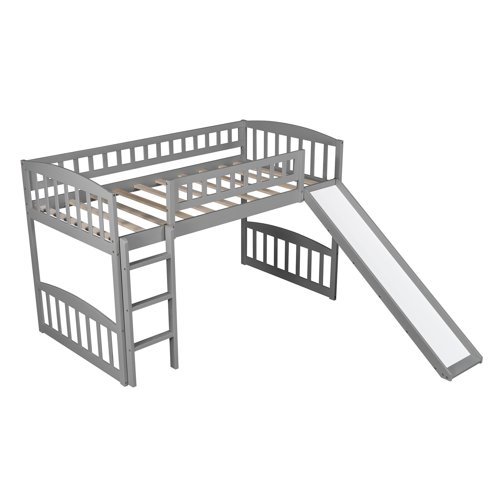 Gray Twin Traditional Manufactured Wood and Solid Wood Bunk Bed