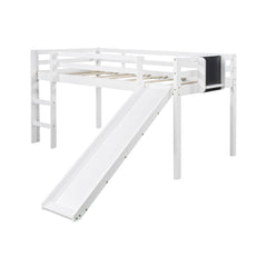 White Twin Loft Bed Bed Chalkboard and Slide