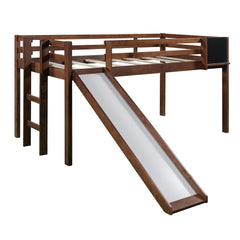 Walnut Twin Loft Bed Bed Chalkboard and Slide