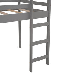 Gray Twin Size Slide House Loft Bed