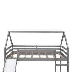 Gray Twin Size Slide House Loft Bed