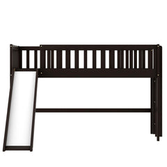 Dark Brown Twin Size Loft Bed with Slide