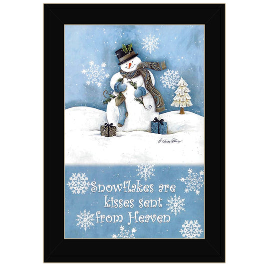 Trendy Snowman Black Framed Print Wall Art