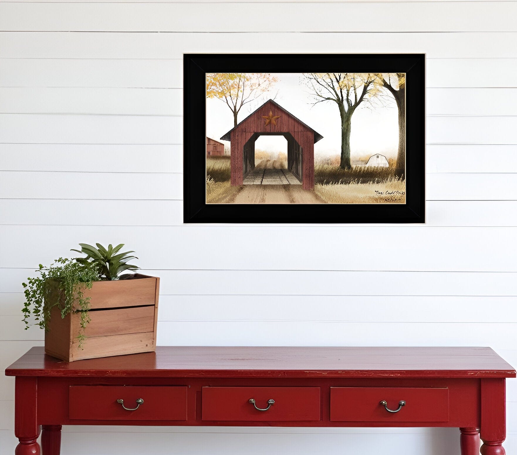 Bucks County Bridge Black Framed Print Wall Art - Homeroots