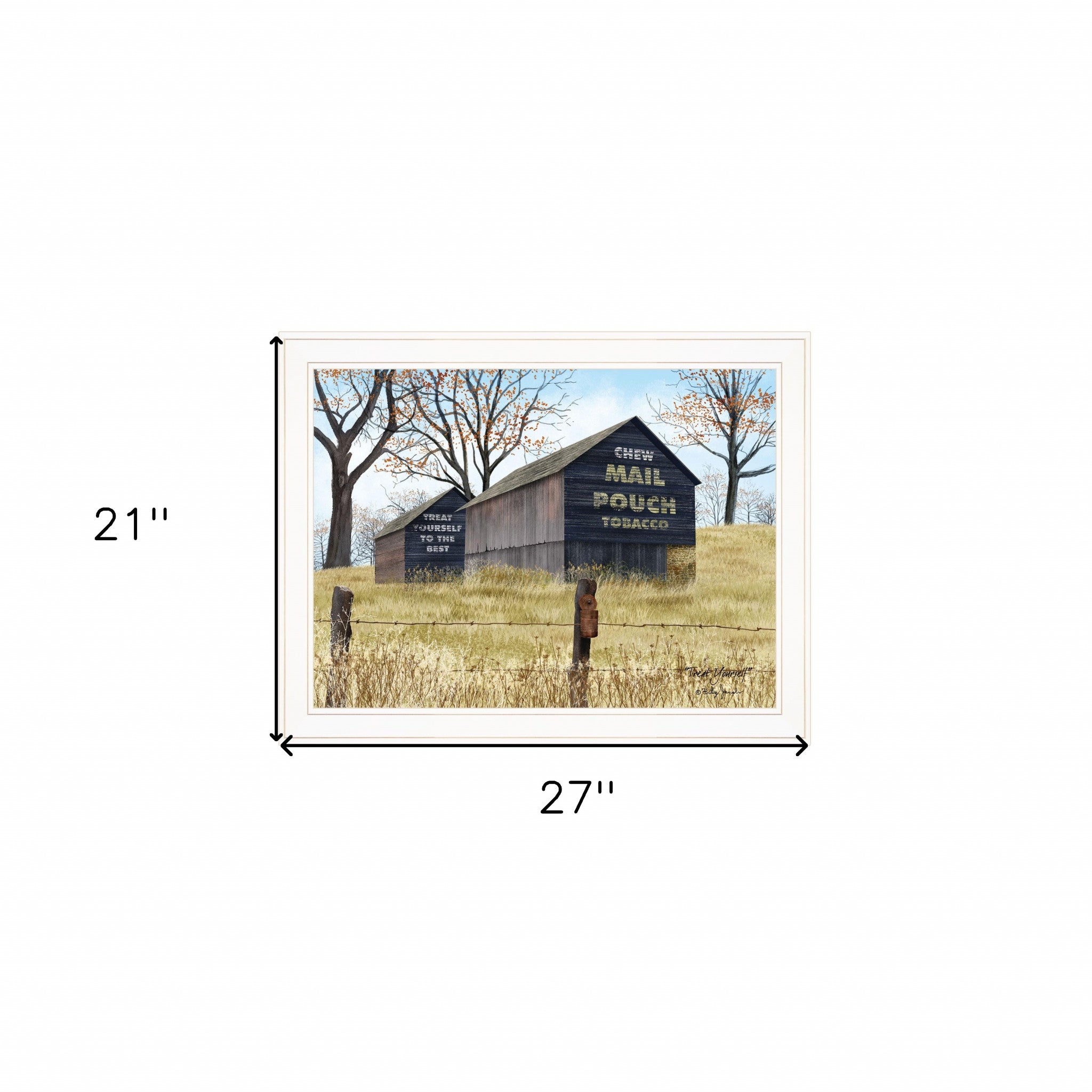 Treat Yourself Mail Pouch Barn 3 White Framed Print Wall Art