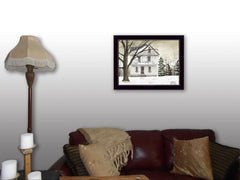 Winter Porch Black Framed Print Wall Art