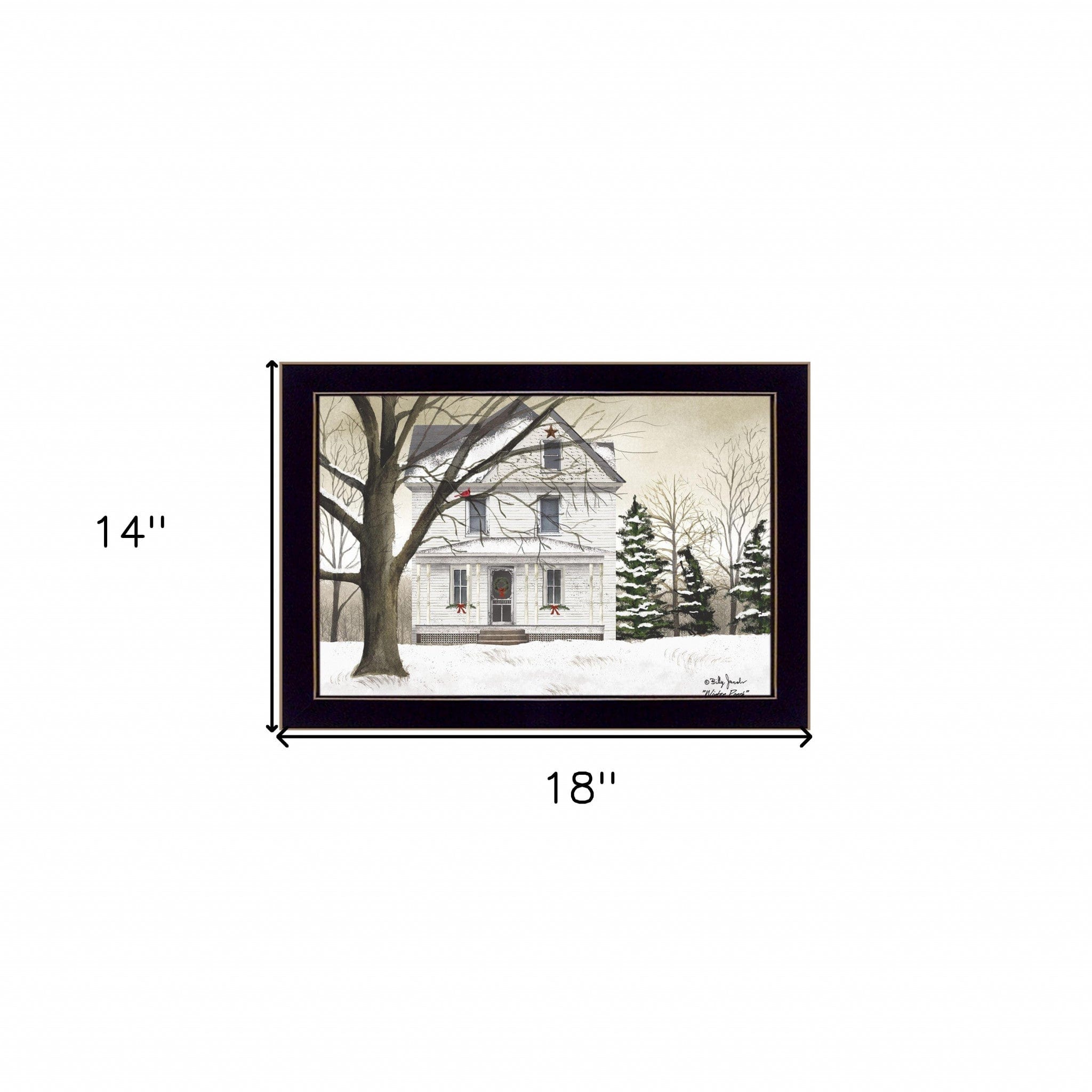 Winter Porch Black Framed Print Wall Art