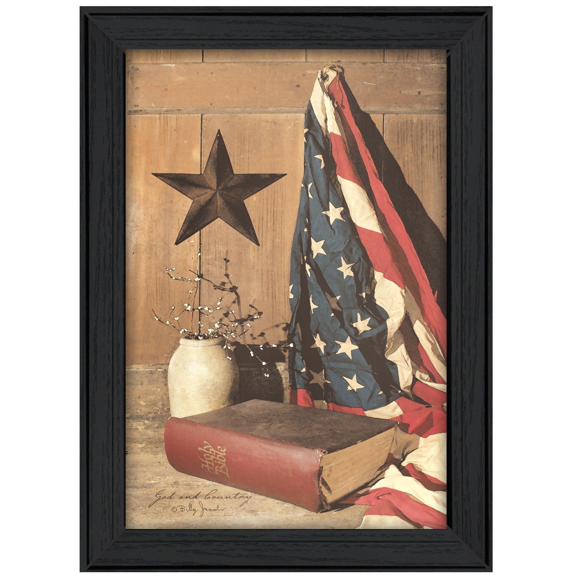 God and Country 5 Black Framed Print Wall Art