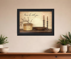 Peace Be with You 3 Black Framed Print Wall Art