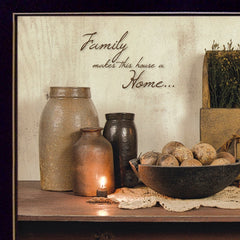 Family Makes a House a Home Black Framed Print Wall Art